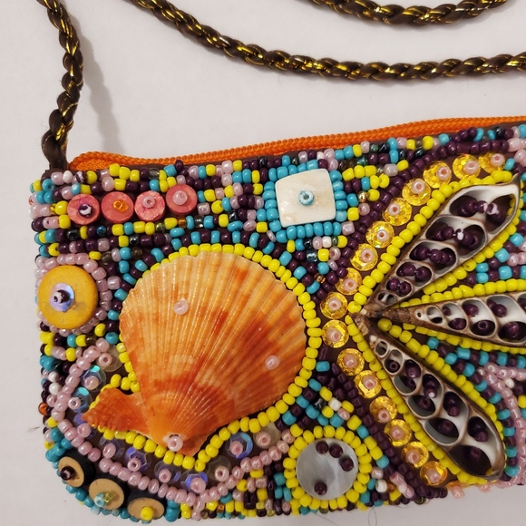 ๐ฅSALE๐ฅDSL Multi.Beaded Small Seashell Crossbody BOHO Style Purse - Picture 3 of 14